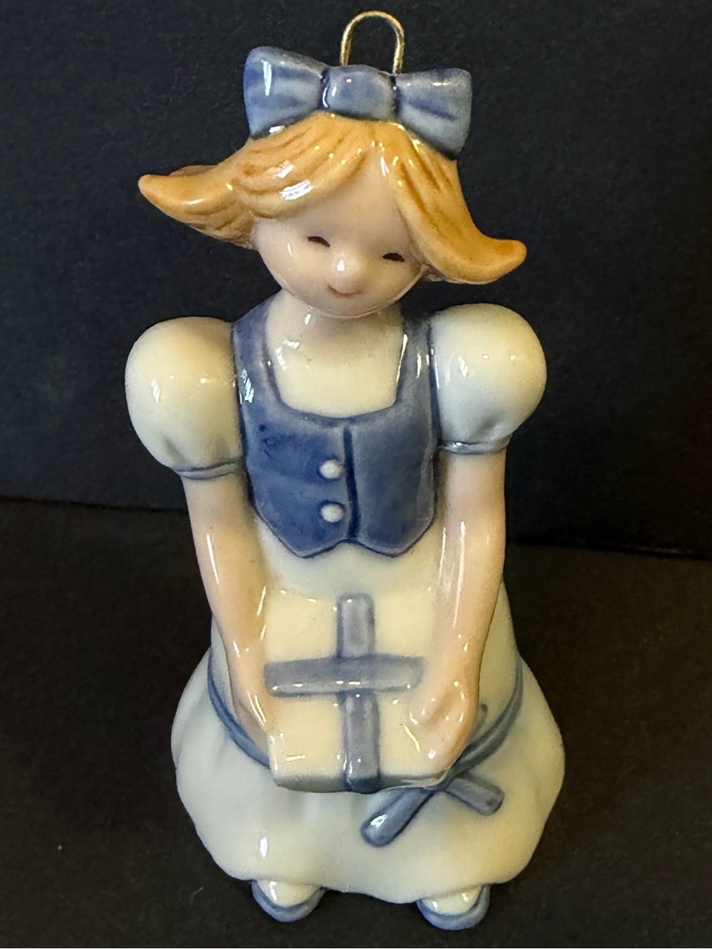 Royal Copenhagen Lisa Porcelain Christmas Ornament #738 2000 Girl Blue White